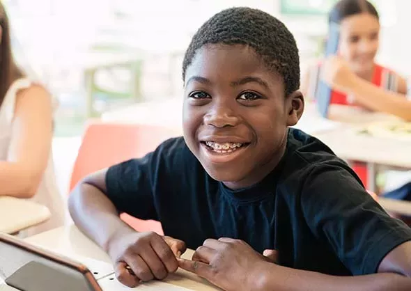 Young boy with braces